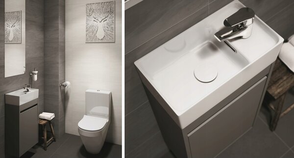 Cersanit Crea, scurgere pentru chiuveta ClickClack ceramica cu preaplin, alb, K99-0223