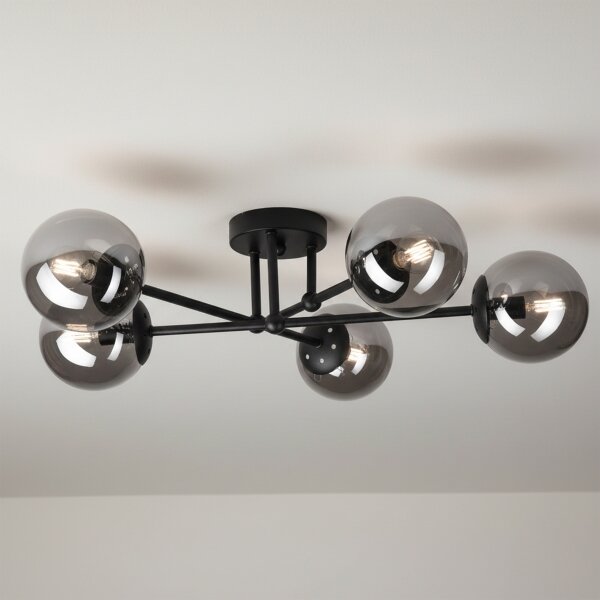 Brilagi - Lustru aplicat MALIVA 6xE14/15W/230V negru/fumuriu