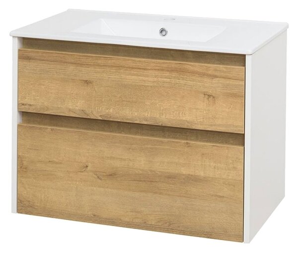 Mereo Mereo, Opto, dulap baie cu chiuveta ceramica 81 cm, alb, stejar, alb/stejar, negru, MER-CN931