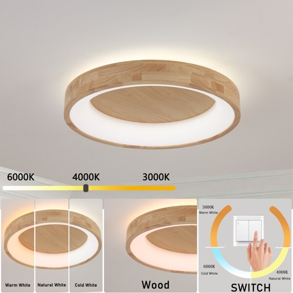 Plafonieră Brilagi-LED FALCON WOOD LED/40W/230V 3000/4000/6000K 60 cm lemn