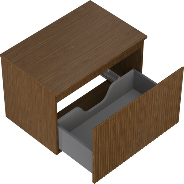 Mexen Rivel, mobilier de baie 70 cm cu blat, 1 sertar, canelat, nuc, 91A20-07047-1-BFC86