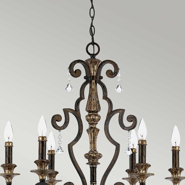 Quoizel QZ-MARQUETTE6-A - Candelabru suspendat pe lanț MARQUETTE 6xE14/60W/230V bronz