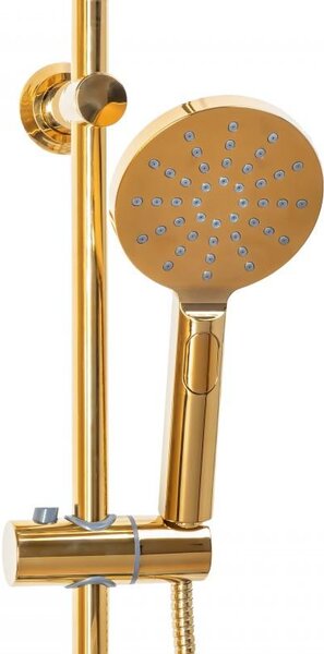 Erga Dubai, set coloană de duș termostatică cu duș tip ploaie 30cm și cap de duș, auriu strălucitor, ERG-YKA-BP.DUBAJ-THERM-30-GLD