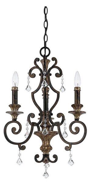 Quoizel QZ-MARQUETTE3 - Candelabru suspendat cu lanț MARQUETTE, 3xE14/60W/230V, finisaj bronz