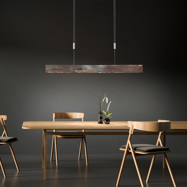Quitani Lampă suspendată LED Malu, aur oxidat, lungime 100 cm, reglabil, Auriu / Alamă, Camera de zi / sufragerie, Metal, Modern