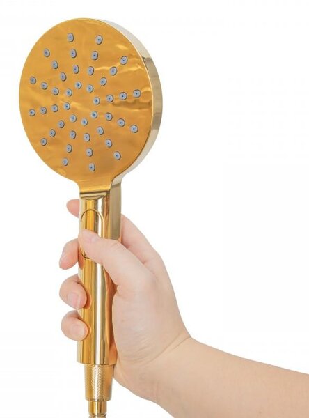 Erga Dubai, set coloană de duș termostatică cu duș tip ploaie 30cm și cap de duș, auriu strălucitor, ERG-YKA-BP.DUBAJ-THERM-30-GLD