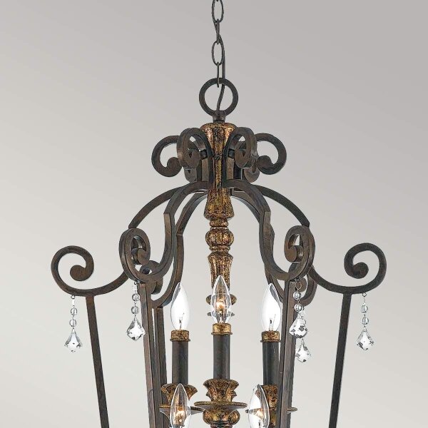 Quoizel QZ-MARQUETTE6-B - Candelabru cu lanț MARQUETTE 6xE14/60W/230V, bronz