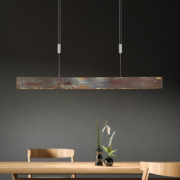 Quitani Lampă suspendată LED Malu, aur oxidat, lungime 100 cm, reglabil, Auriu / Alamă, Camera de zi / sufragerie, Metal, Modern