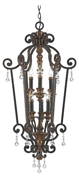 Quoizel QZ-MARQUETTE6-B - Candelabru cu lanț MARQUETTE 6xE14/60W/230V, bronz