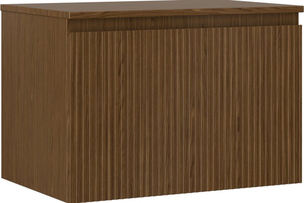 Mexen Rivel, mobilier de baie 70 cm cu blat, 1 sertar, canelat, nuc, 91A20-07047-1-BFC86