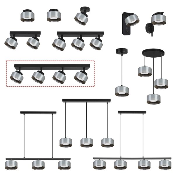 Brilagi - LED Spot AURA LUX 4xGX53/30W/230V, negru/fumuriu