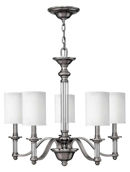 Hinkley HK-SUSSEX5 - Candelabru suspendat SUSSEX cu lanț, 5xE14/40W/230V, crom mat