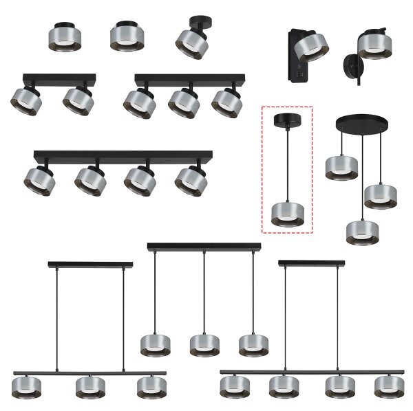 Brilagi - LED Pendul suspendat pe cablu AURA LUX 1xGX53/30W/230V negru/fumuriu