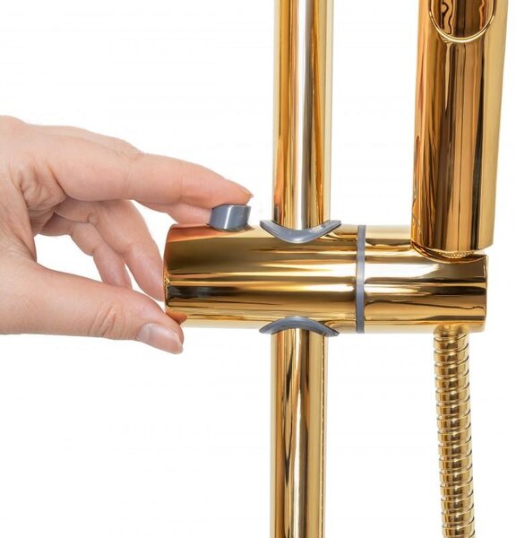 Erga Dubai, set coloană de duș termostatică cu duș tip ploaie 30cm și cap de duș, auriu strălucitor, ERG-YKA-BP.DUBAJ-THERM-30-GLD