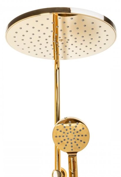 Erga Dubai, set coloană de duș termostatică cu duș tip ploaie 30cm și cap de duș, auriu strălucitor, ERG-YKA-BP.DUBAJ-THERM-30-GLD