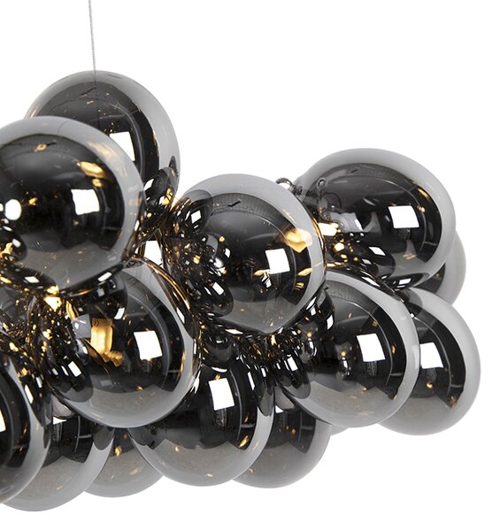 Lampa suspendată inteligentă neagră cu sticlă fumurie cu 8 lumini, incluzând 8 Wifi G9 - Uvas