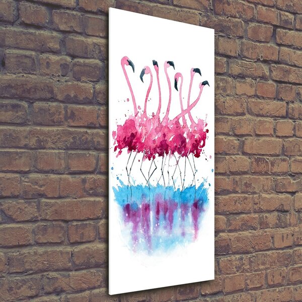 Tablou pe pe sticlă Flamingos