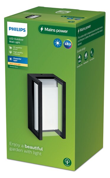 Philips Lampă de perete cu LED pentru exterior Pyrona, Negru, Aluminiu, Modern