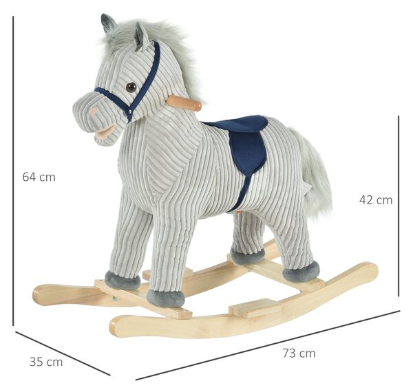 HOMCOM Balansoar Interactiv Cal Copii 36-72 Luni, Jucărie Pluș Educativă 64x73x35cm | Aosom Romania