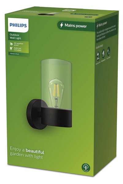Philips Lampă de perete pentru exterior Flareon, reglabil, Negru, Aluminiu, Modern
