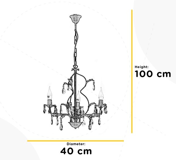 ONLI - Candelabru TERESA cu lanț, 3x E14, 6W, 230V, alb