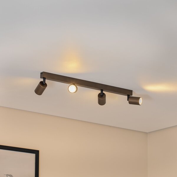 TK Lighting Plafon spot Top, reglabil, maro, patru flacără liniară, reglabil, Maro / Rugină, Camera de zi / sufragerie, Metal, Modern, Plafon cu flacără multiplă