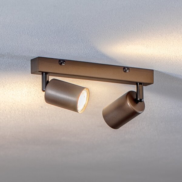 TK Lighting Spot de plafon Top, reglabil, maro, liniar cu două lumini, reglabil, Maro / Rugină, Camera de zi / sufragerie, Metal, Modern, Plafon cu flacără multiplă