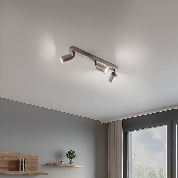 TK Lighting Spot de plafon Top, reglabil, maro, liniar cu trei becuri, reglabil, Maro / Rugină, Camera de zi / sufragerie, Metal, Modern, Plafon cu flacără multiplă