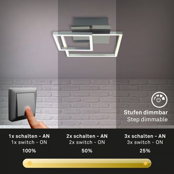 Plafonieră LED dimabilă, 12W, 230V, 3000K, crom mat