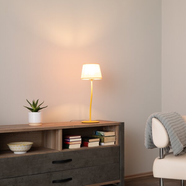 TK Lighting Lampă de masă Nicola, galbenă, Galben, Camera de zi / sufragerie, Metal, Viața tânără