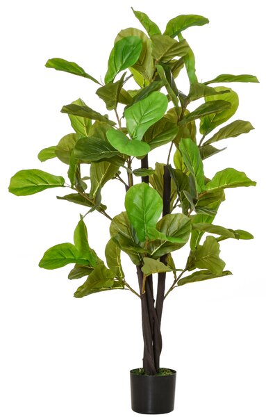Ficus Artificial 130cm de Interior si Exterior, Planta Artificiala cu efect Realist cu 78 de Frunze HOMCOM | Aosom Romania