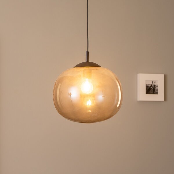 TK Lighting Lampă suspendată Vibe, sticlă gri-grafit-transparentă, Ø 35 cm, reglabil, Transparent, Camera de zi / sufragerie, Sticlă, Modern