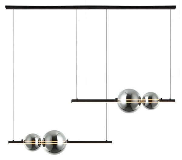 Zambelis Lampă suspendată LED 22234 Lungime 105cm negru/fum, reglabil, Negru, Camera de zi / sufragerie, Metal, Modern
