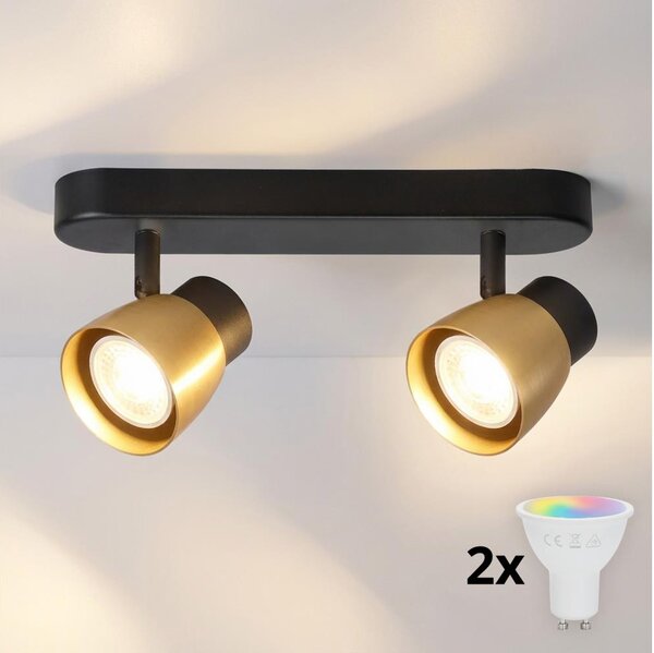 Brilagi - Spot LED RGBW dimmabil NUGGET 2xGU10/4,8W/230V negru/auriu