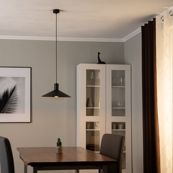 TK Lighting Lampă suspendată Jump, negru, Ø 36 cm, reglabil, Negru, Camera de zi / sufragerie, Metal, Modern