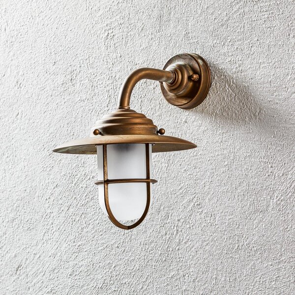 Moretti Luce Aplică de exterior cu grilă, sticlă mată, antichizată, reglabil, Cupru, Metal, Casă de țară / Rustic