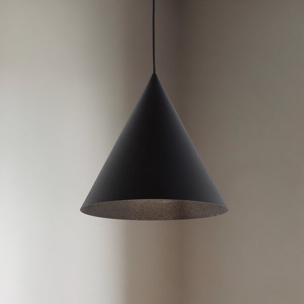 TK Lighting Lampă suspendată Cono, cu 1 bec, Ø 27 cm, negru, reglabil, Negru, Camera de zi / sufragerie, Metal, Modern