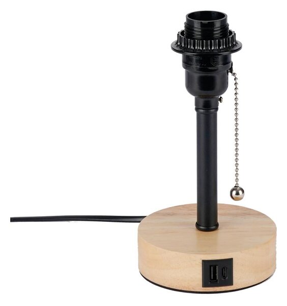 Brilagi - Lampă de birou TABLON cu port USB, 1xE27/25W/230V, stejar/negru