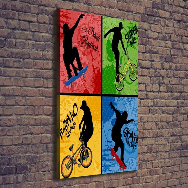Tablou canvas Biciclete și skateboard