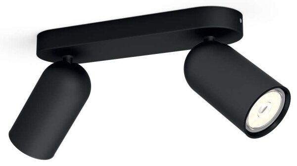 Philips - Spot LED RGBW reglabil PONGEE 2xGU10/4,8W/230V negru + telecomandă