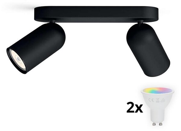 Philips - Spot LED RGBW reglabil PONGEE 2xGU10/4,8W/230V negru + telecomandă