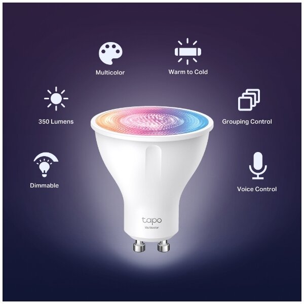 Bec LED RGBW reglabil GU10/3,7W/230V 2200-6500K Wi-Fi - TP-Link