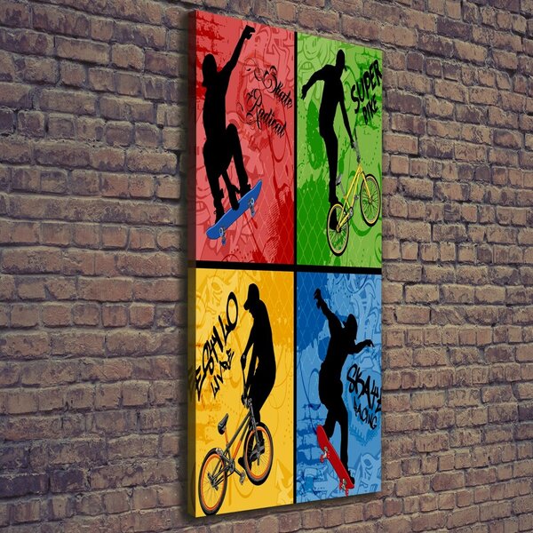 Tablou canvas Biciclete și skateboard