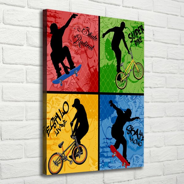 Tablou canvas Biciclete și skateboard