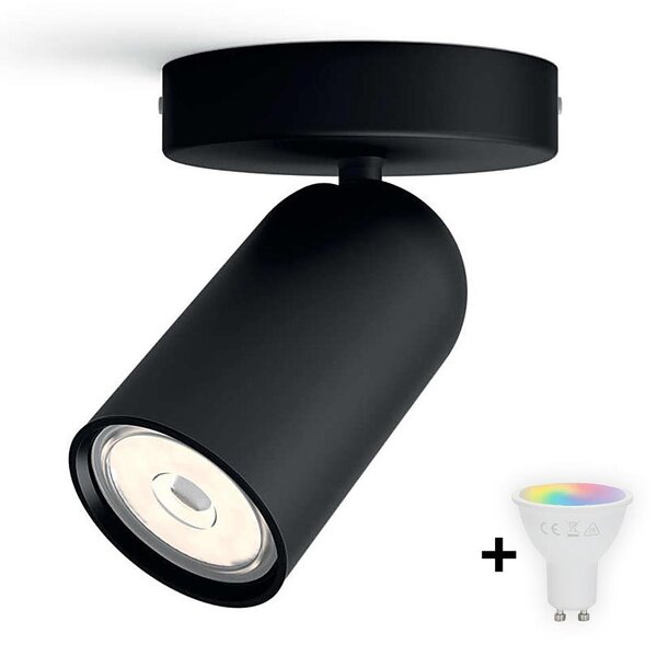 Philips - Spot LED RGBW dimerizabil PONGEE 1xGU10/4,8W/230V, negru + telecomandă
