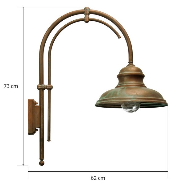 Moretti Luce Aplică de exterior Luca cu braț dublu, reglabil, Cupru, Metal, Antichitate