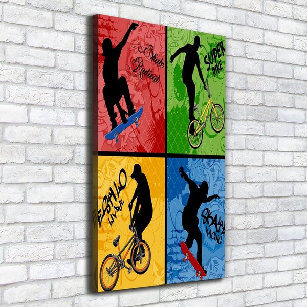 Tablou canvas Biciclete și skateboard