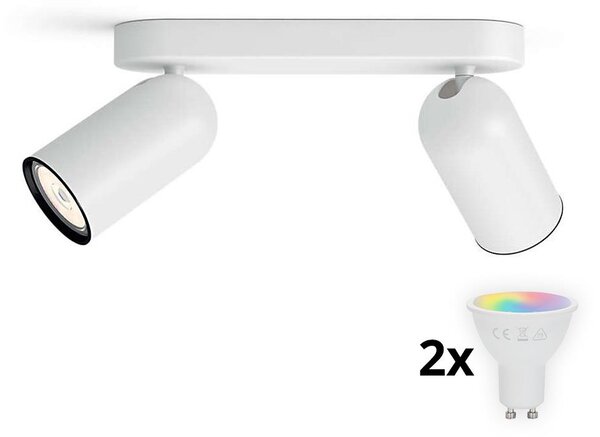 Philips - Spot LED RGBW dimabil PONGEE, 2x GU10 / 4,8 W / 230 V, alb + telecomandă