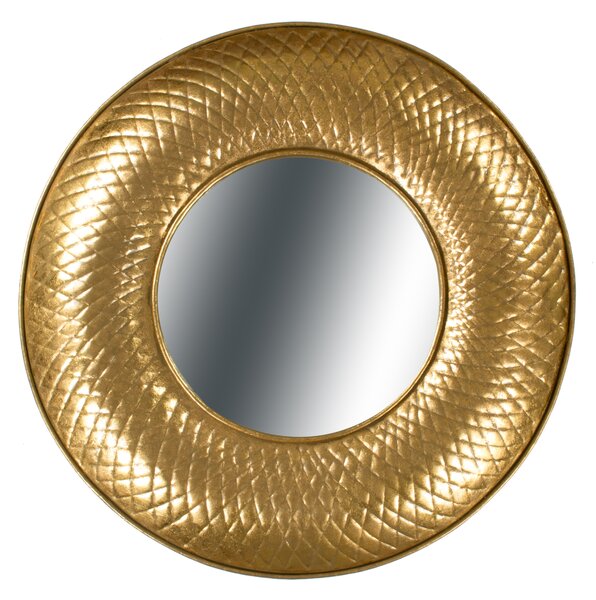 Oglindă rotunda cu rama din fier aurie Cleo 10x92x92 cm