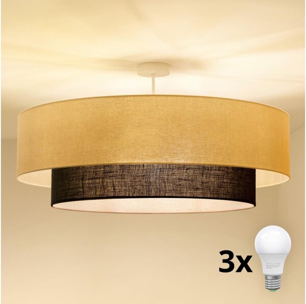 Brilagi - Lustru aplicat LED Boho, 3 x E27, 15 W, 230 V, diametru 80 cm, crem/maro